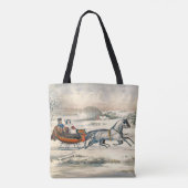 Klassischer 1853 Schlittenfahrt Currier Ives Straß Tasche (Rückseite)