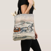 Klassischer 1853 Schlittenfahrt Currier Ives Straß Tasche (Von Nahem)