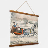 Klassischer 1853 Schlittenfahrt Currier Ives Straß Wandteppich Mit Holzrahmen (Gewinkelt)