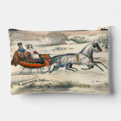 Klassischer 1853 Schlittenfahrt Currier Ives Straß Zubehörtasche (Rückseite)