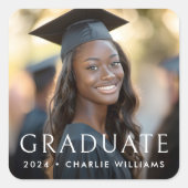 Klassischer Abschluss-Foto Quadratischer Aufkleber (Vorderseite)