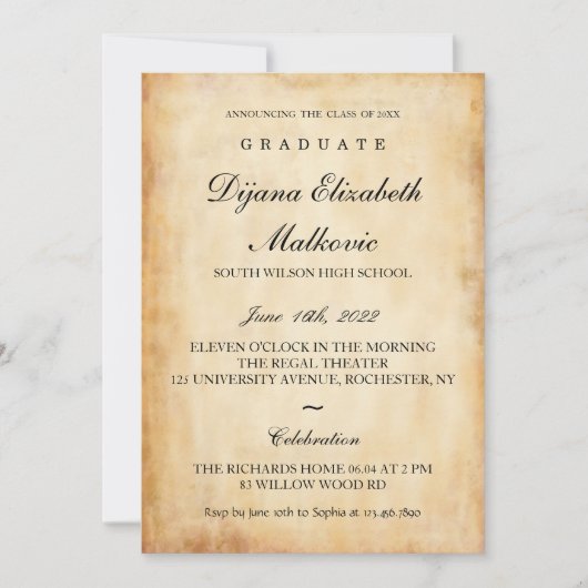 Klassischer Abschluss I Einladung (Vorderseite)