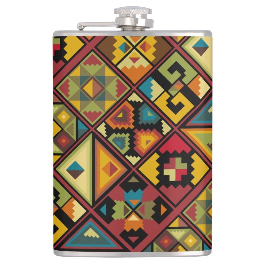 Klassischer afrikanischer Print-Vinyl-Wrapped Flas Flachmann (Vorderseite)