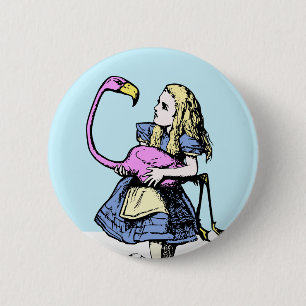 Klassischer Alice im Wunderland Knopf #2 Flamingo Button
