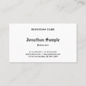 Klassischer alter englischer Text-nostalgische Visitenkarte (Rückseite)