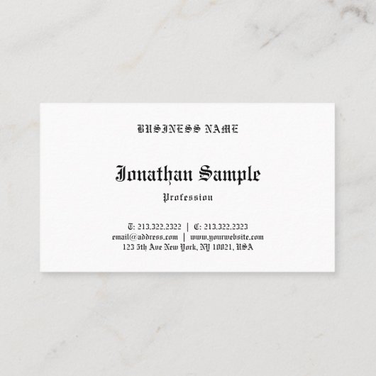 Klassischer alter englischer Text-nostalgische Visitenkarte (Rückseite)