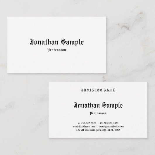 Klassischer alter englischer Text-nostalgische Visitenkarte (Vorne/Hinten)