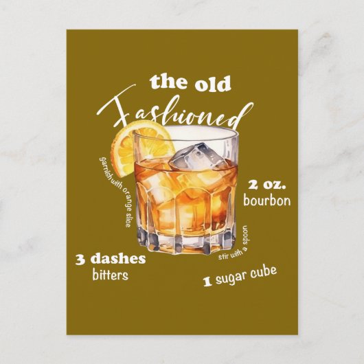Klassischer altmodischer Rezeption Cocktail an der Postkarte (Vorderseite)