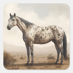 Klassischer amerikanischer Appaloosa-Pferdeaufkleb Quadratischer Aufkleber