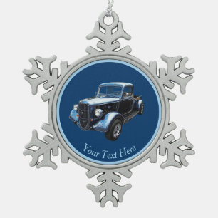 Klassischer amerikanischer Pickup von 1937 Schneeflocken Zinn-Ornament