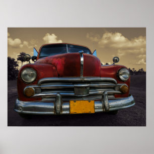 Klassischer amerikanischer Wagen in Vinales, Kuba Poster