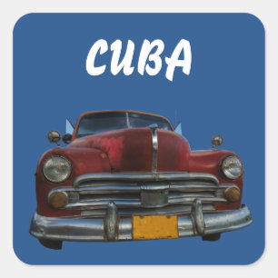 Klassischer amerikanischer Wagen in Vinales, Kuba Quadratischer Aufkleber