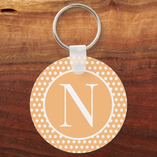 Klassischer Anfangsbuchstabe Light Orange Polka Do Schlüsselanhänger (Vorderseite)