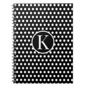 Klassischer Anfangsbuchstabe Polka Dots Black Notizblock (Vorderseite)