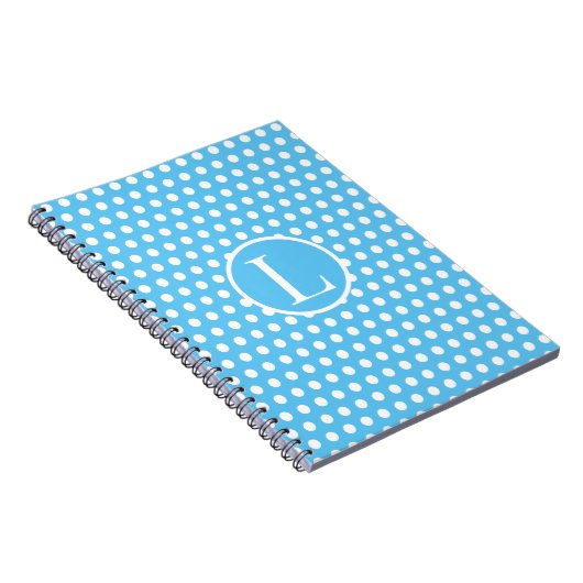 Klassischer Anfangsbuchstabe Polka Dots Blau & Wei Notizblock (Rechte Seite)