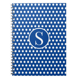 Klassischer Anfangsbuchstabe Polka Dots Navy Blue Notizblock