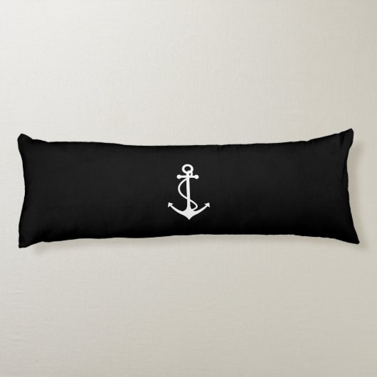 Klassischer Anker-Schwarzweiss-Seeentwurf Seitenschläferkissen (Rückseite)