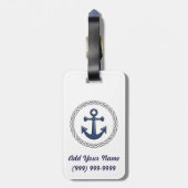 Klassischer Anker Weiß Personalisiert Gepäckanhänger (Rückseite vertikal)