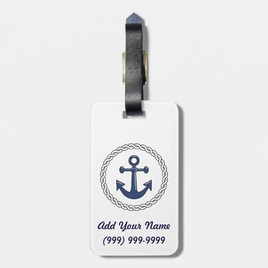 Klassischer Anker Weiß Personalisiert Gepäckanhänger (Rückseite vertikal)