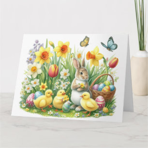 Klassischer/antiker Osterhase/Huhn Karte