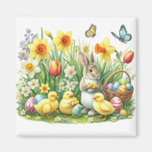 Klassischer/antiker Osterhase/Huhn Magnet