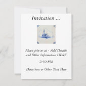 Klassischer Antiquar Delft Blue Tile - Kirche Einladung (Rückseite)