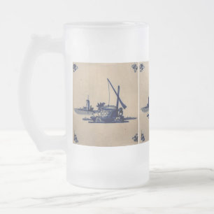 Klassischer Antiquarier Delft Blue Tile - Wasser g Mattglas Bierglas