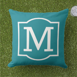 Klassischer Aquamarin Blue Custom Monogram Letter Kissen