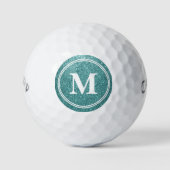 Klassischer Aquamariner Glitzer Funkelnd Monogam P Golfball (Vorderseite)