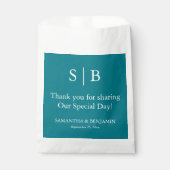 Klassischer Aquamariner Monogramm-Gastgeschenk Hoc Geschenktütchen (Vorderseite)