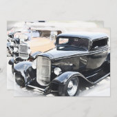 Klassischer Auto-Geburtstag Einladung (Vorne/Hinten)