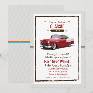Klassischer Auto-Rentner-Einladung Retro Einladung