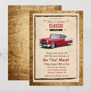 Klassischer Auto-Rentner-Einladung Retro Einladung