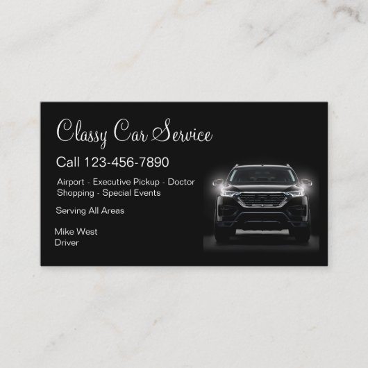 Klassischer Autoservice oder Uber-Fahrer Moderne Visitenkarte (Vorderseite)