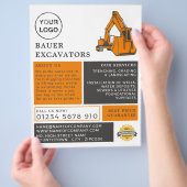 Klassischer Bagger, Bauwerbewerbung Flyer (Hand)