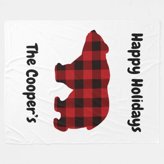 Klassischer Bär Silhouette rot kariert [Muster Fleecedecke (Vorderseite (Horizontal))