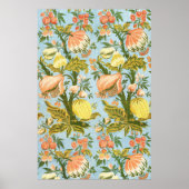 Klassischer Barock-Blumen-Frucht-Damaskus-Stoff Poster (Vorne)