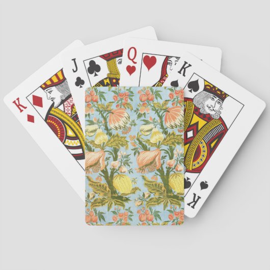 Klassischer Barock-Blumen-Frucht-Damaskus-Stoff Spielkarten (Rückseite)