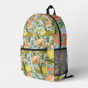 Klassischer Barock Blumen Frucht Damast Stoff Bedruckter Rucksack
