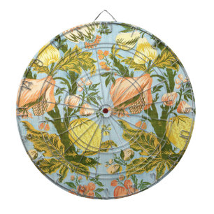 Klassischer Barock Blumen Frucht Damast Stoff Dartscheibe