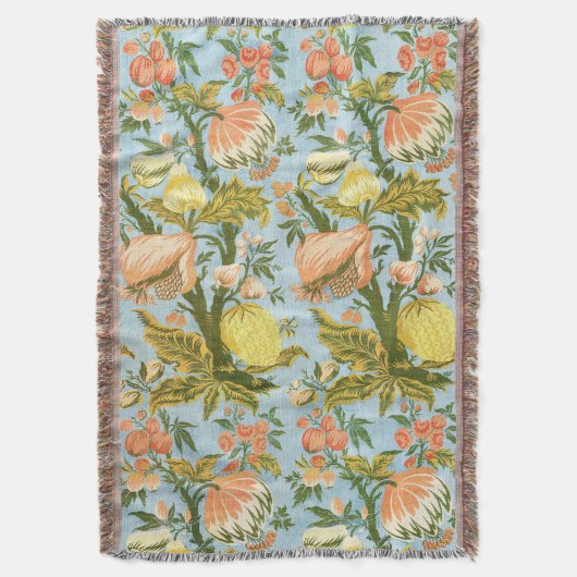 Klassischer Barock Blumen Frucht Damast Stoff Decke (Vorderseite Vertikal)