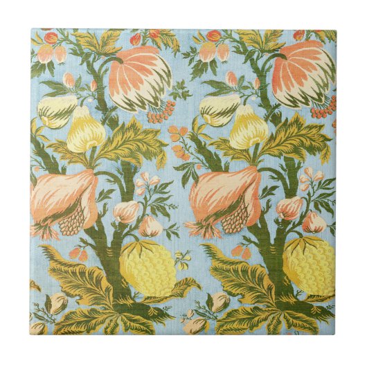 Klassischer Barock Blumen Frucht Damast Stoff Fliese (Vorderseite)