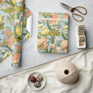 Klassischer Barock Blumen Frucht Damast Stoff Geschenkpapier
