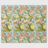Klassischer Barock Blumen Frucht Damast Stoff Geschenkpapier (Flach)