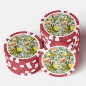 Klassischer Barock Blumen Frucht Damast Stoff Pokerchips (Stapel)
