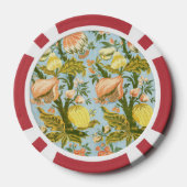 Klassischer Barock Blumen Frucht Damast Stoff Pokerchips (Rückseite)