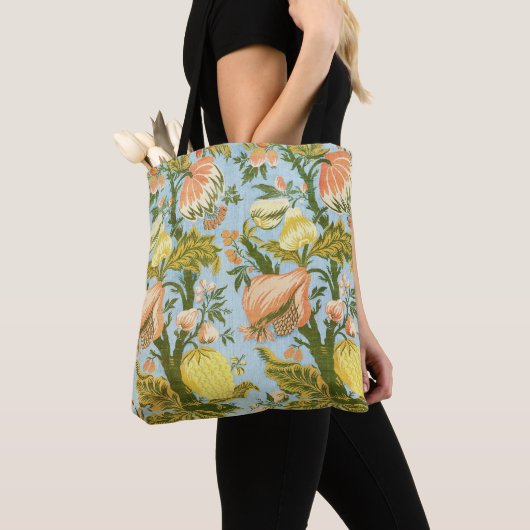 Klassischer Barock Blumen Frucht Damast Stoff Tasche (Von Nahem)