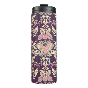 Klassischer Barock, vintage Blumenmuster Tapete. Thermosbecher