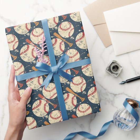 Klassischer Baseball mit Distressed-Effekt Geschenkpapier (Schenken)