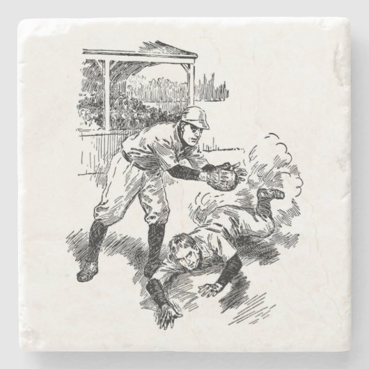 Klassischer Baseball-Untersetzer Steinuntersetzer (Vorderseite)
